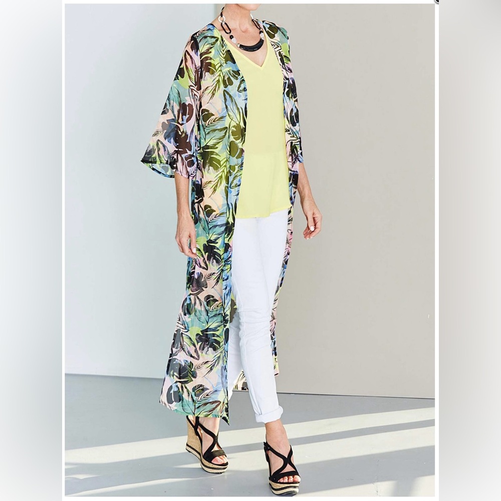 Tropical Green and Blue Botanical Swim Coverup